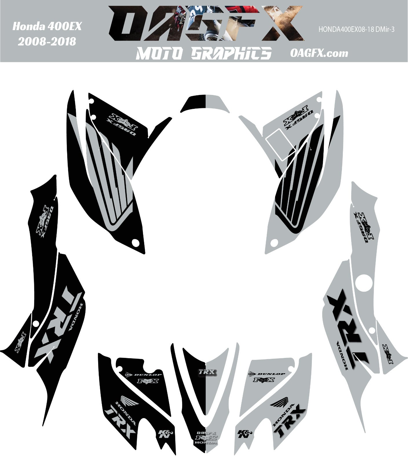 2008 - 2018 Honda TRX 400 EX Graphics Kit - Pro Ed DMIR-3