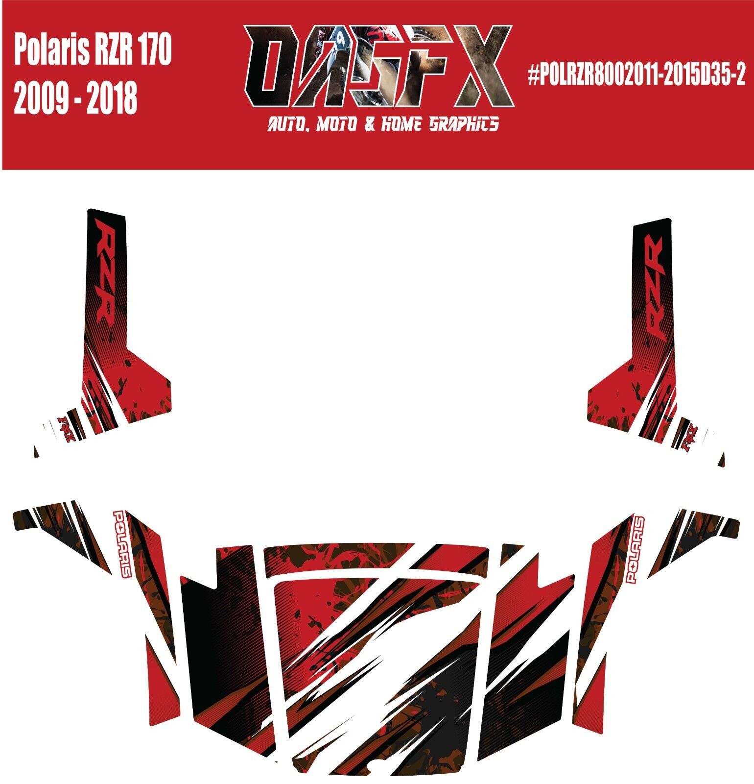 2009 - 2018 Polaris RZR 170 UTV Graphics Kit D35-2 Red