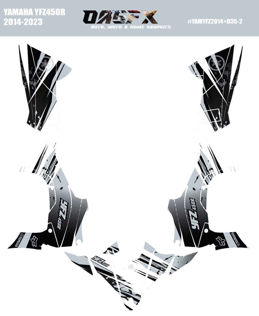 2014 - 2023 OAGFX Yamaha YFZ 450 Graphics Kit D35-2 Gray