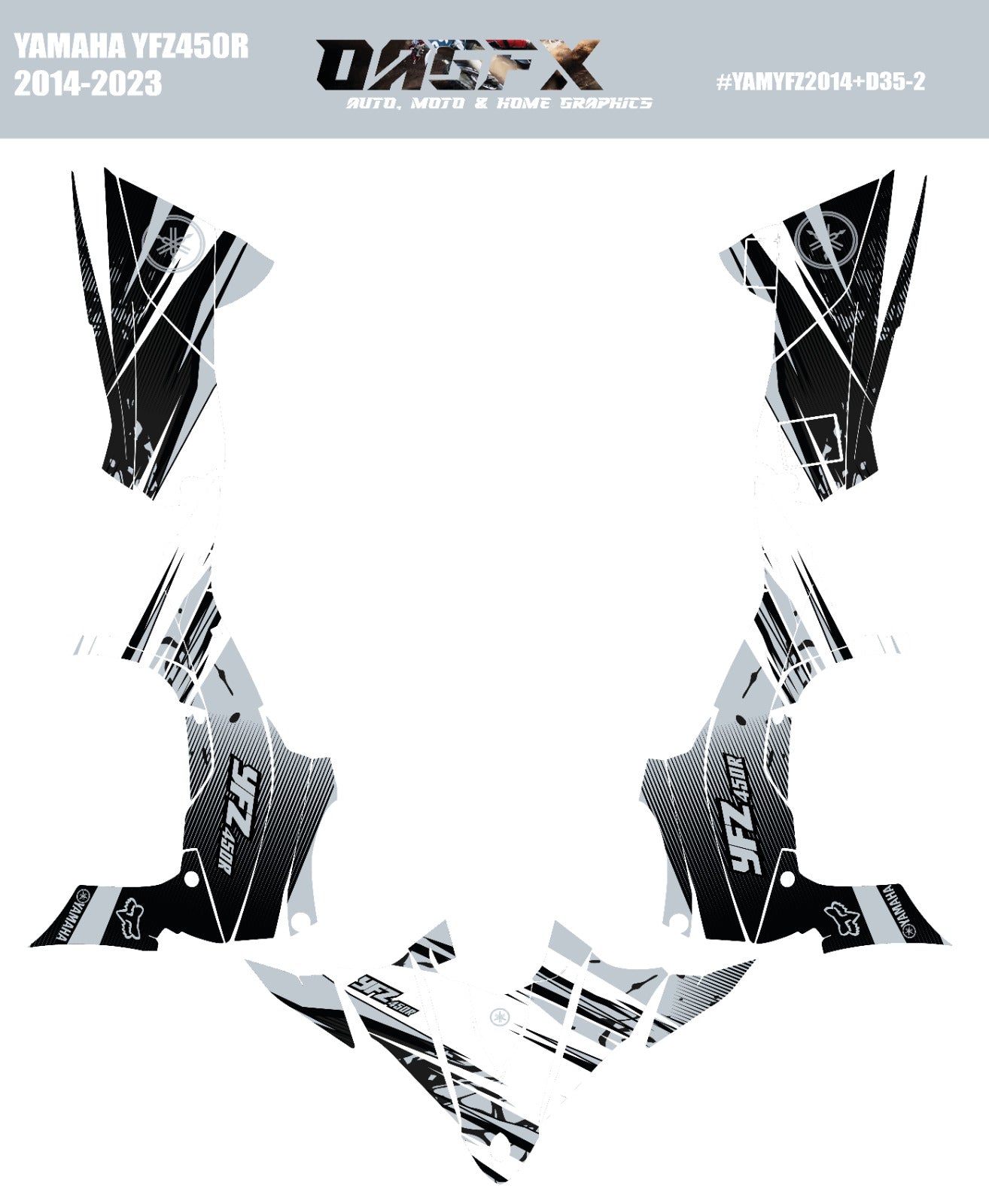 2014 - 2023 OAGFX Yamaha YFZ 450 Graphics Kit D35-2 Gray
