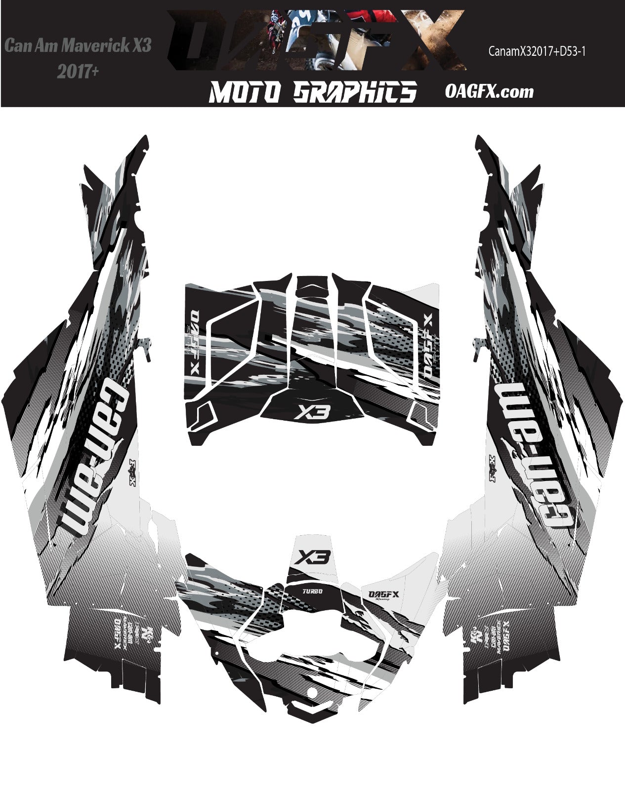 2017 - 2023 Can Am X3 Maverick Graphics Kit  Pro Edition D53-3 Wild Stealth