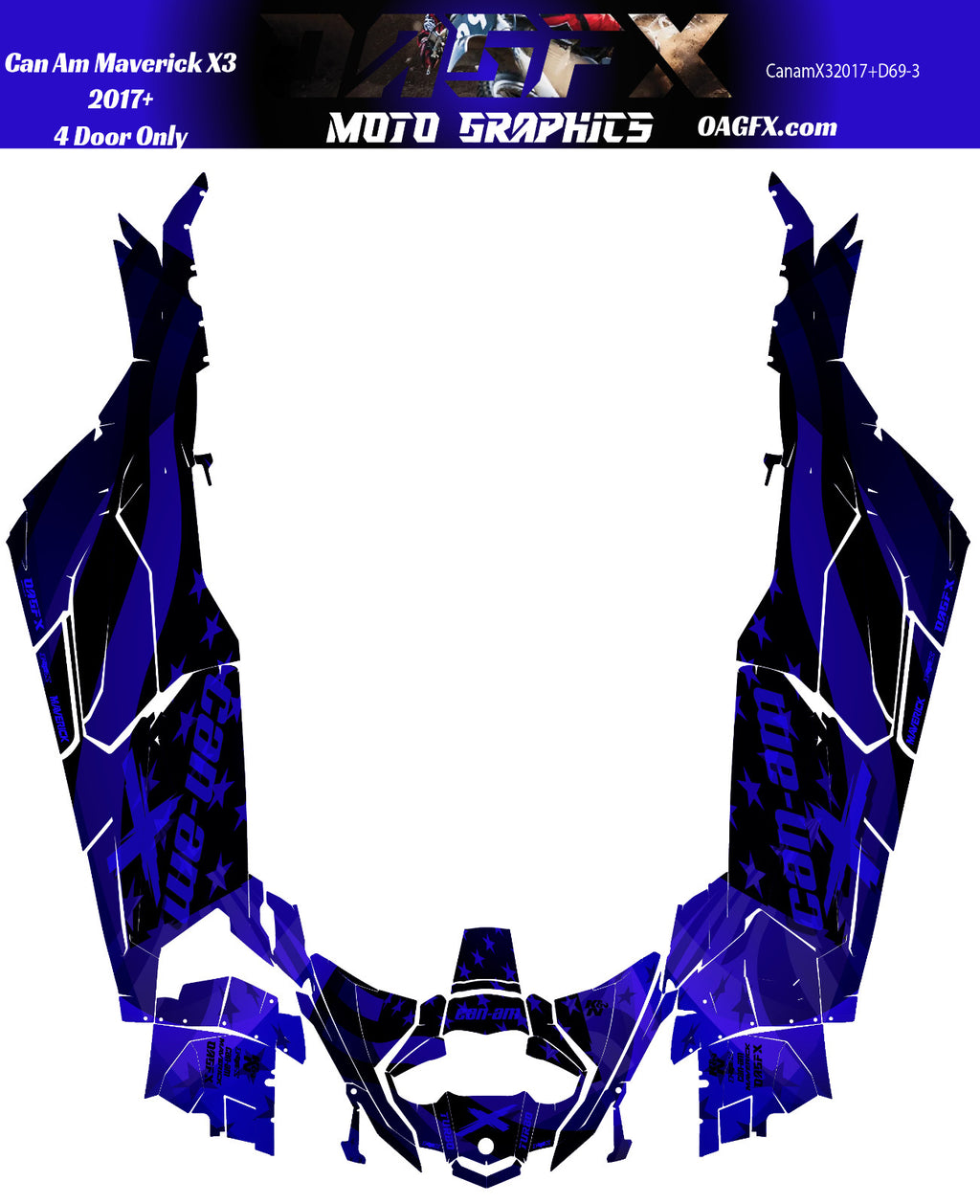 2017-2024 Can Am X3 Max 4 Door Maverick RR DS Graphics Kit   D69-3 Flag
