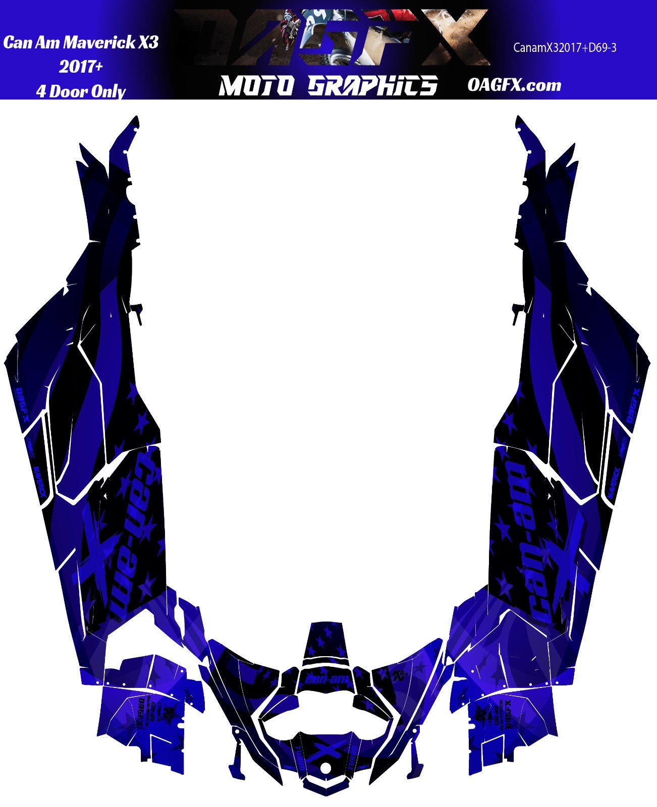 2017-2024 Can Am X3 Max 4 Door Maverick RR DS Graphics Kit   D69-3 Flag