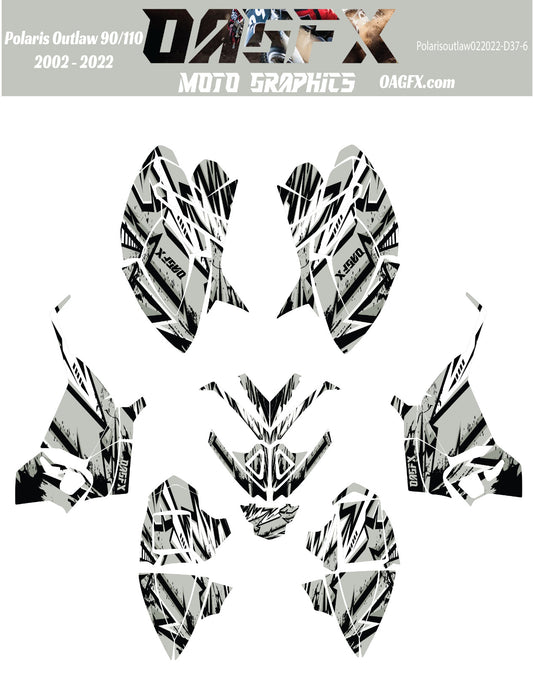 2002 - 2022 Polaris Outlaw 90 110 Graphic Kit -  D37-6 Grey