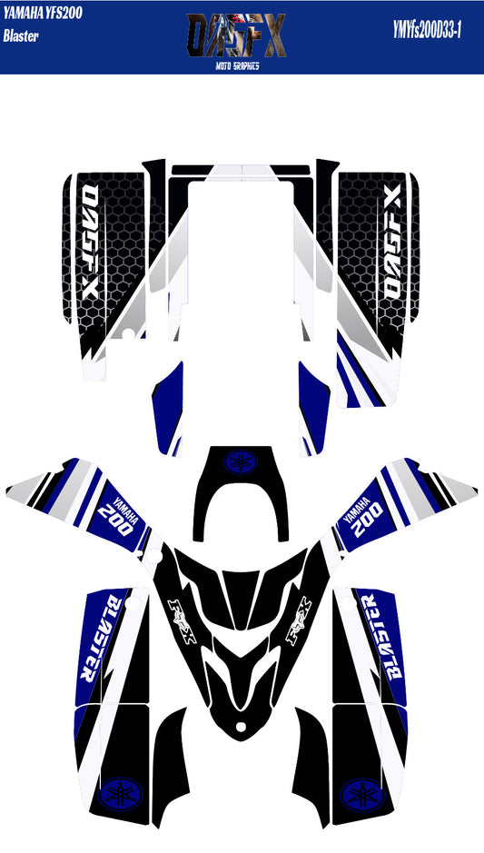 OAGFX Yamaha YFS 200 Blaster Graphics Kit D33-1 Blue