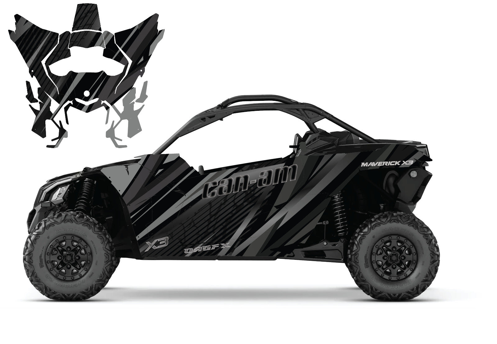 2017 - 2024 Can Am X3 Maverick Graphics Kit  Pro Edition D62-1 Black/Grey