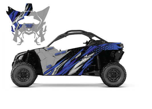 2017 - 2023 Can Am X3 RR DS Maverick Graphics Kit  Pro Edition D57-3 Blue