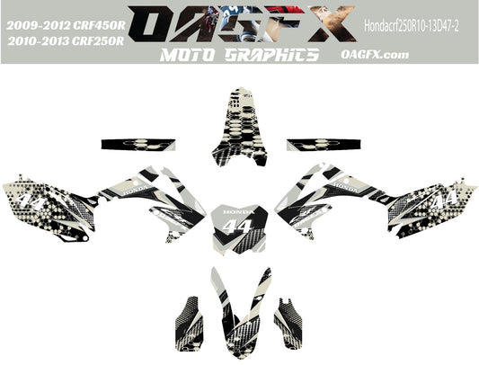 2009 -12 CRF450 2010-13 CRF250R  Graphics Kit - Pro Ed D47-2 Grey