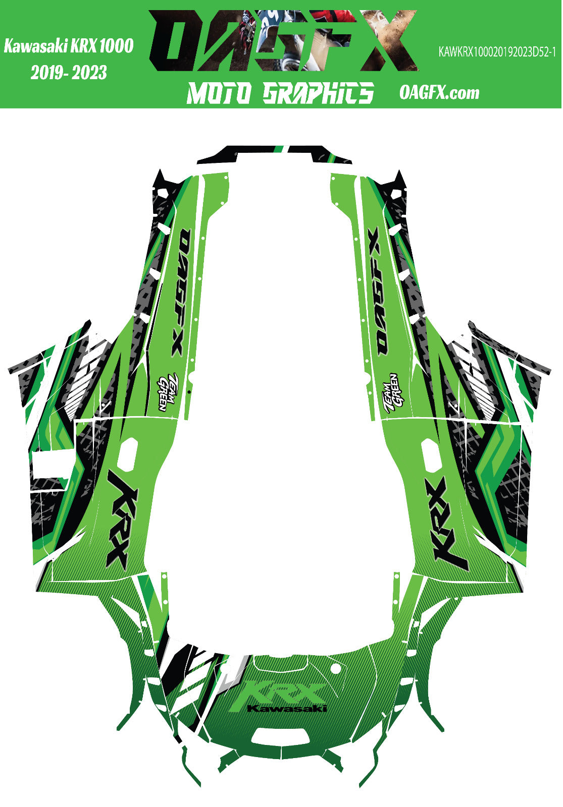 2019 - 2023 Kawasaki Teryx KRX 1000 Graphic Kit - Pro Edition D52-1 Green