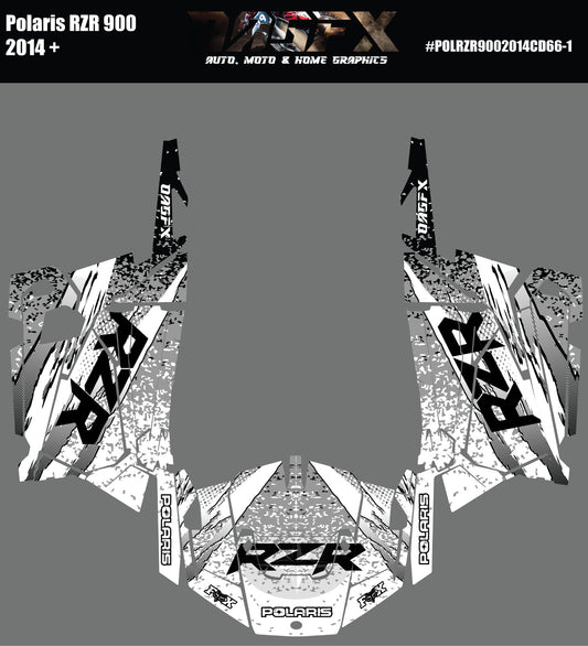 2014 + Polaris RZR 900  Graphics Kit D66-1 Black/White