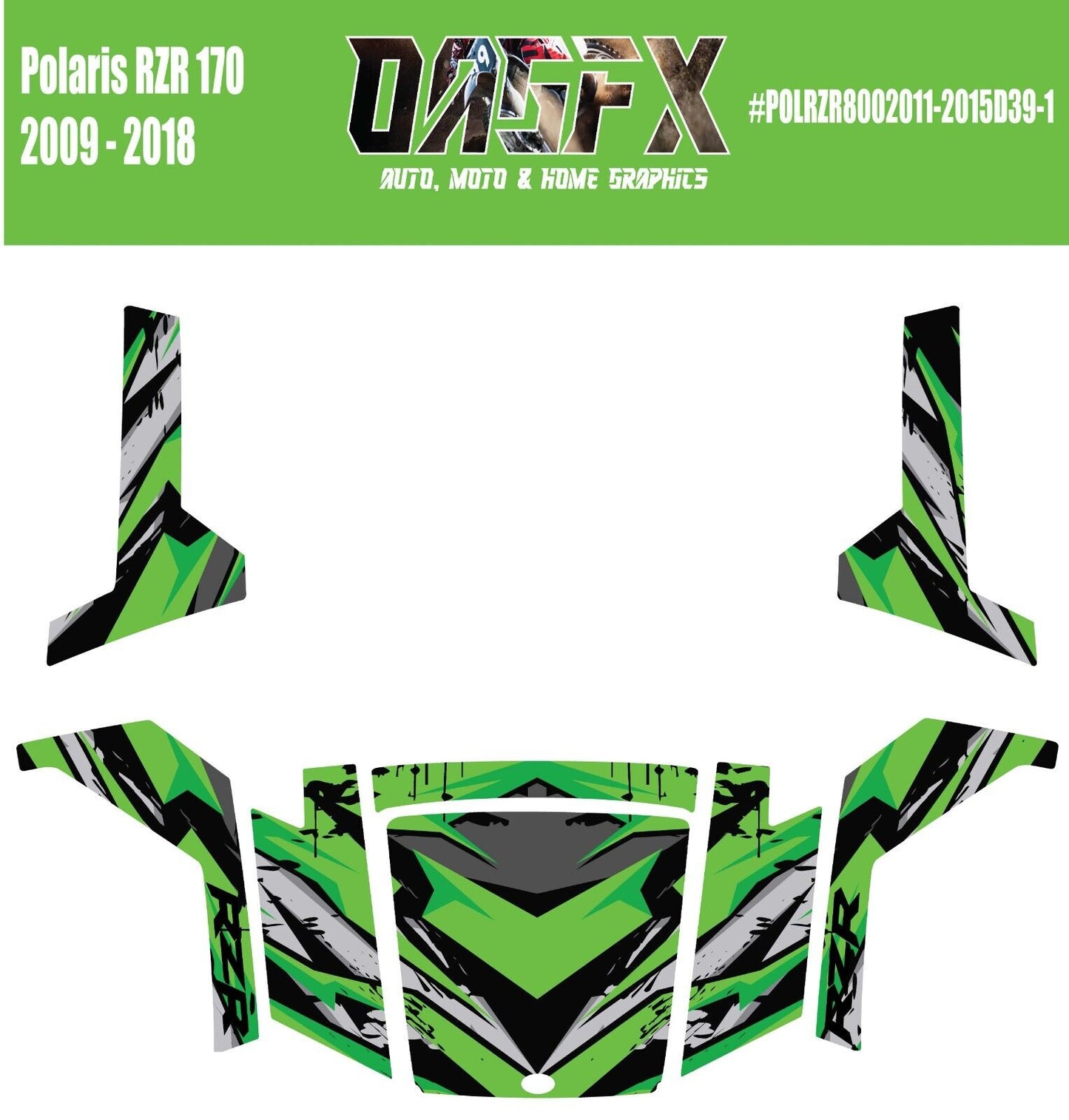 2009 - 2018 Polaris RZR 170 UTV Graphics Kit D39-1 Green