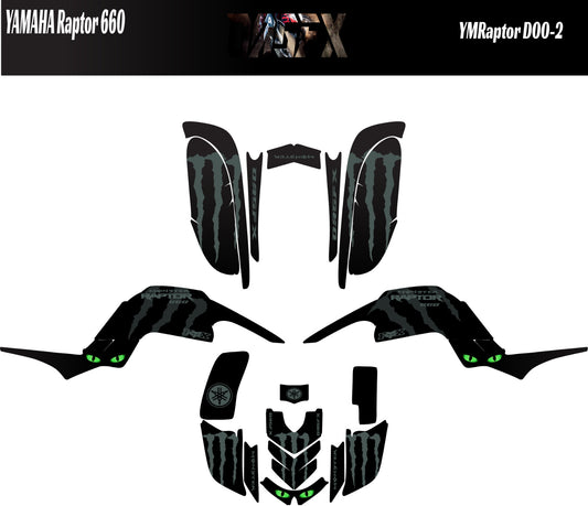 OAGFX Yamaha Raptor 660 Graphics Kit D00-1 Monster Black