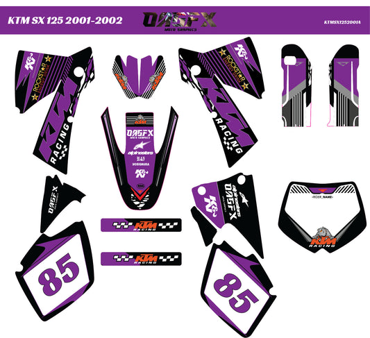 2001-2002 KTM SX 125 250 SX125 SX250 D2 OAGFX Graphic Kit - Pro Ed