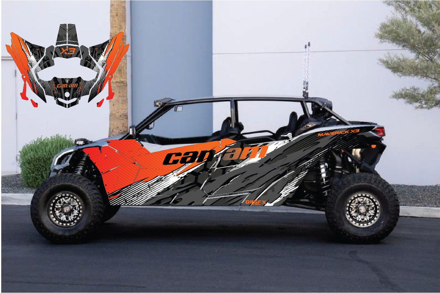 2017-2024 Can Am X3 Max 4 Door Maverick RR DS Graphics Kit D49-1 Orange