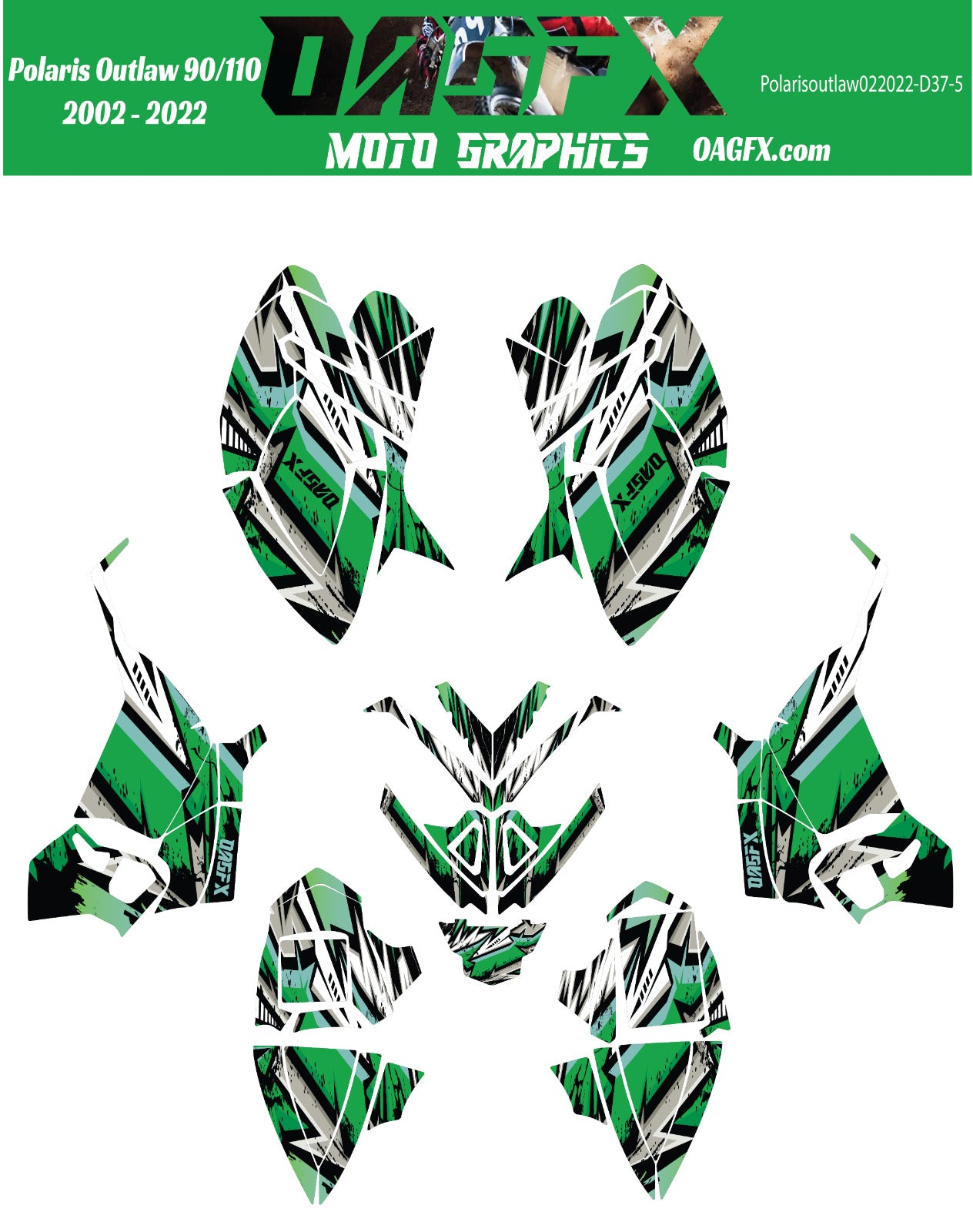 2002 - 2022 Polaris Outlaw 90 110 Graphic Kit -  D37-5 Green