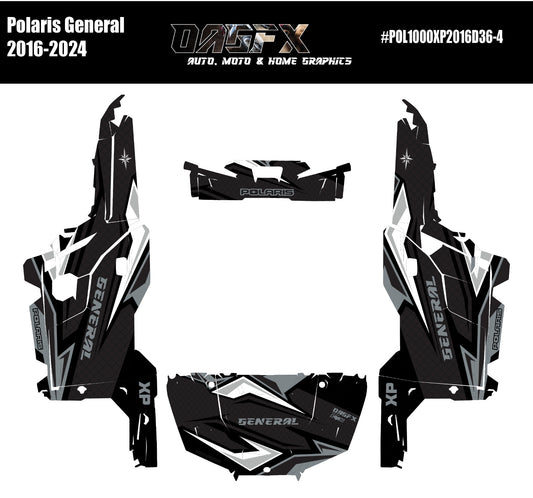 2016 - 2024 Polaris General XP 1000 Graphics Kit D36-4 Stealth