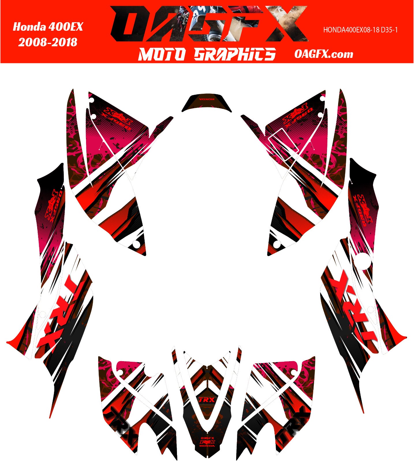 2008 - 2018 Honda TRX 400 EX Graphics Kit - Pro Ed D35-1 Red