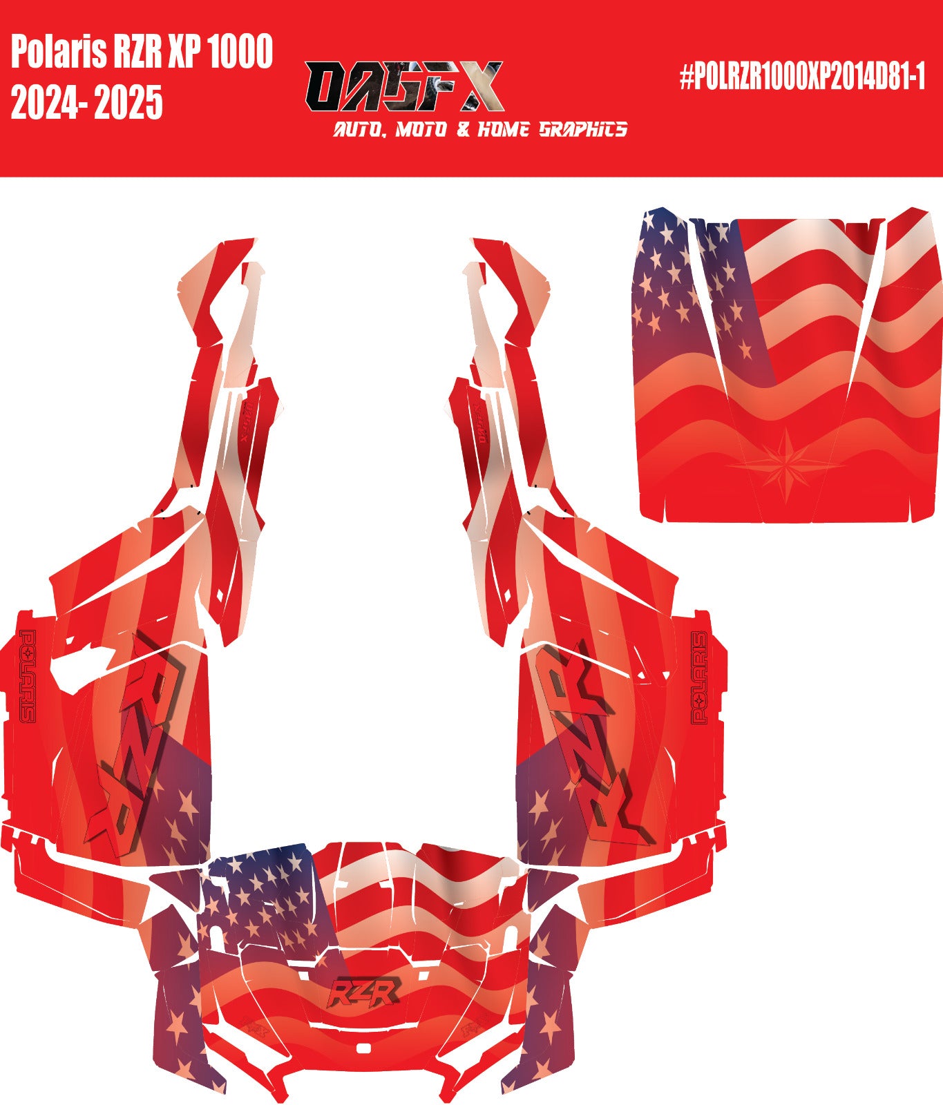 2024-2025 Polaris RZR XP 1000 Graphics Kit D81-1 USA Flag OAGFX Racing