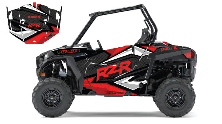 2014 + Polaris RZR 900  Graphics Kit D36-1 Red