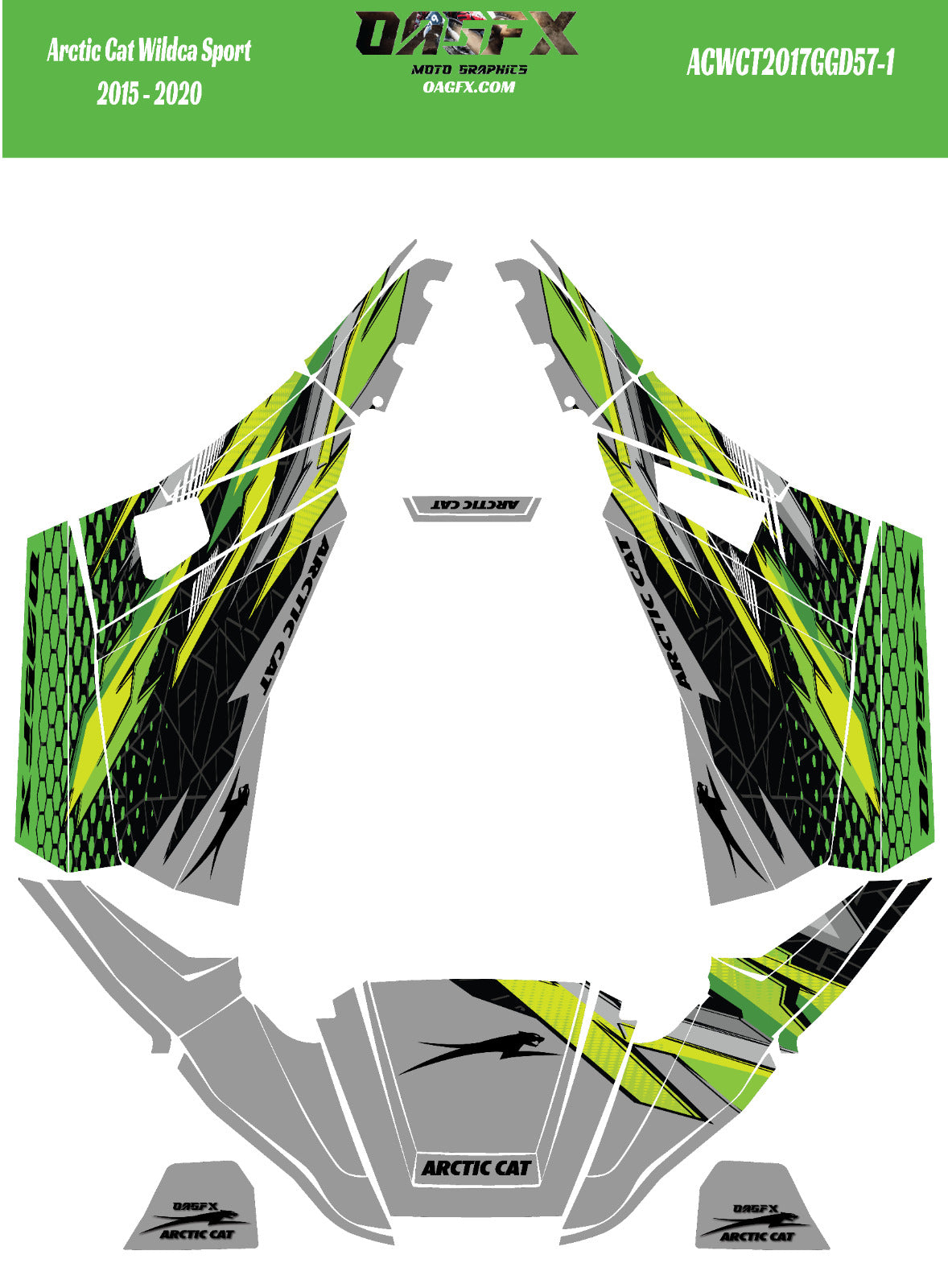 2015 - 2020 Arctic Cat Wildcat 700 Sport Graphic Kit 57-1 Green