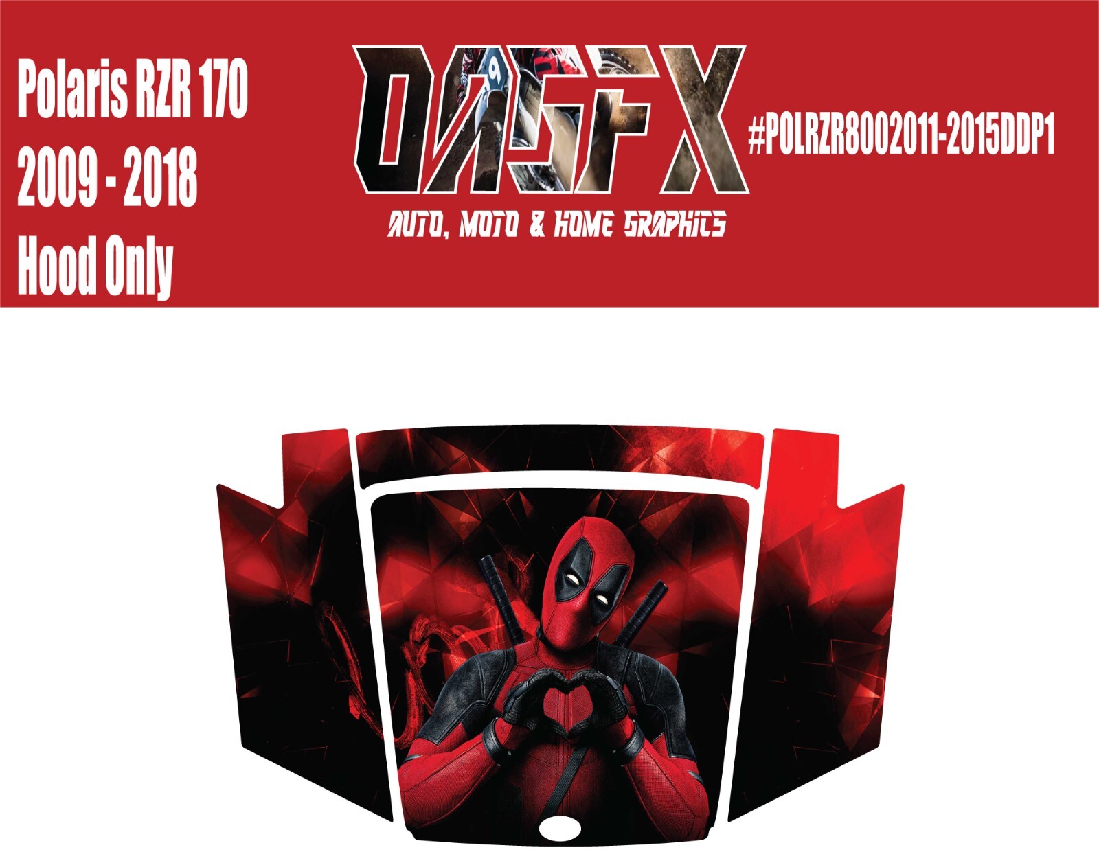 2009 - 2018 Polaris RZR 170 UTV Hood Graphic Decal Deadpool
