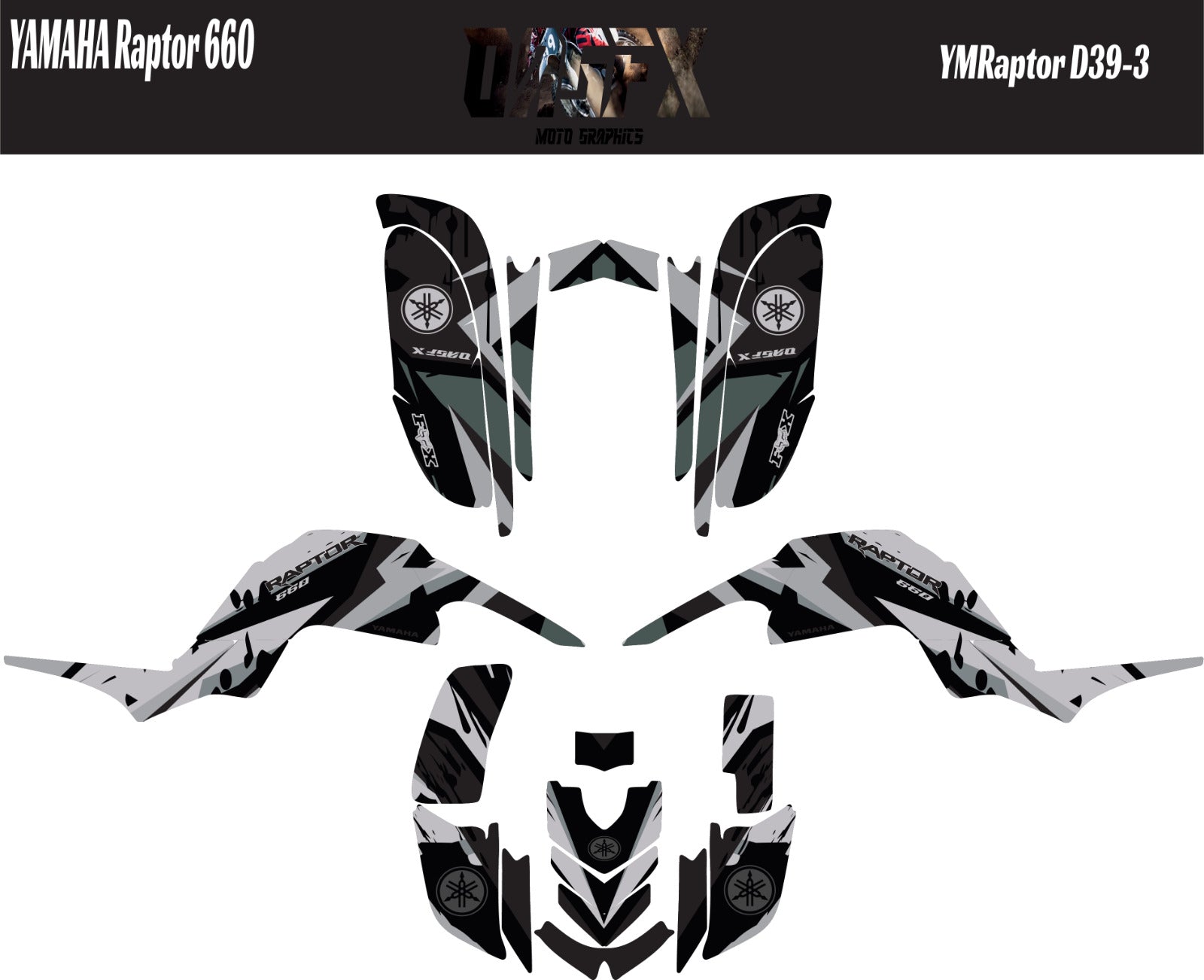 OAGFX Yamaha Raptor 660 Graphics Kit D39-3 Grey