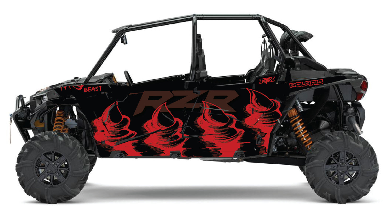 2019 - 2022 Polaris RZR Turbo S Velocity 4 Door  Graphics Kit DB-2 Beast Red