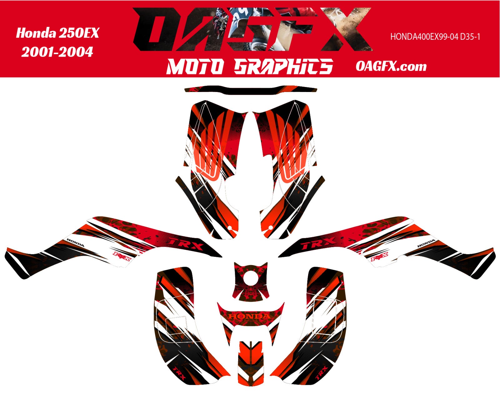 2001 - 2004 Honda TRX 250 EX Graphics Kit - Pro Ed D35-1 Red