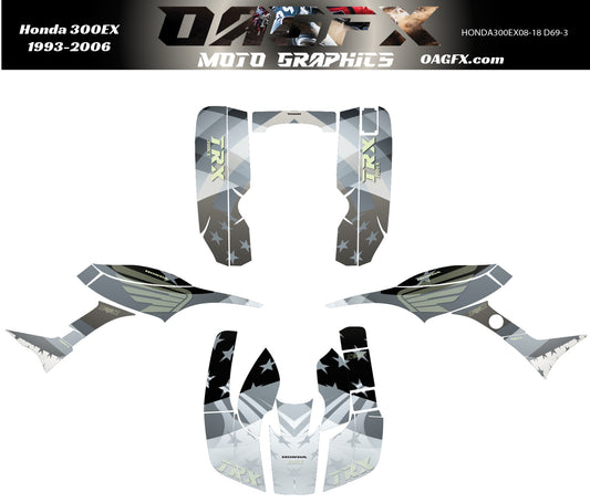 1993 - 2006 Honda TRX 300 EX Graphics Kit - Pro Ed D69-3 USA Flag