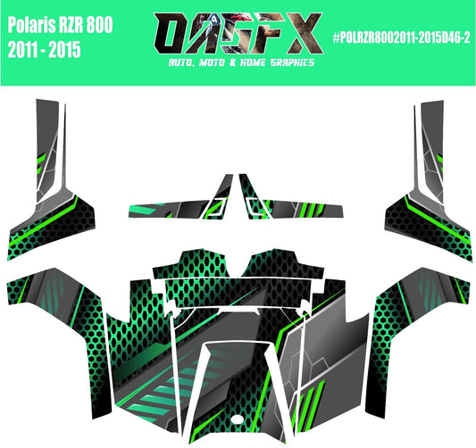 2011 - 2015 Polaris RZR 800 UTV Graphics Kit D46-2 Green