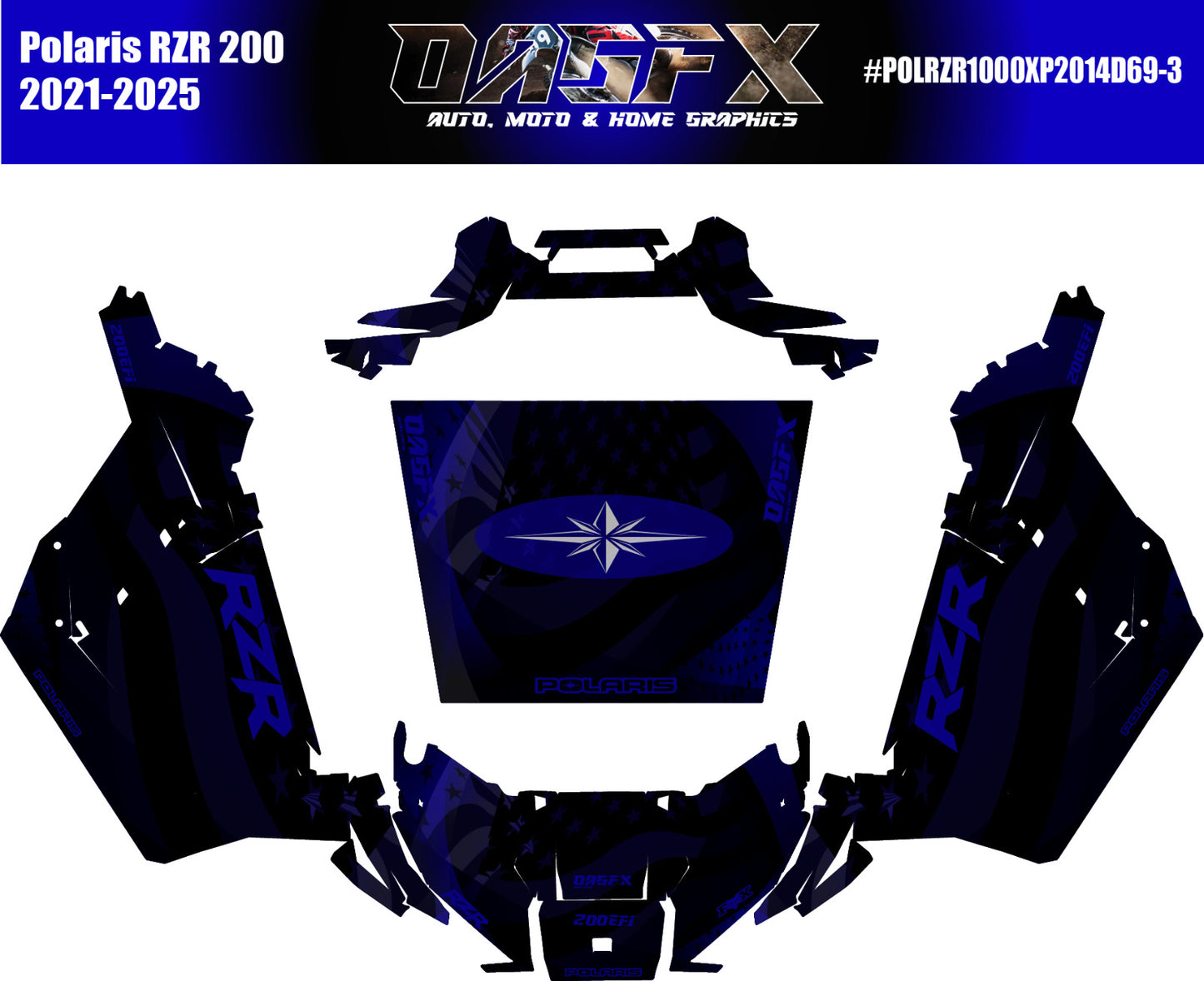 2021-2025 Polaris RZR 200 EFI UTV Graphics Kit D69-3 USA