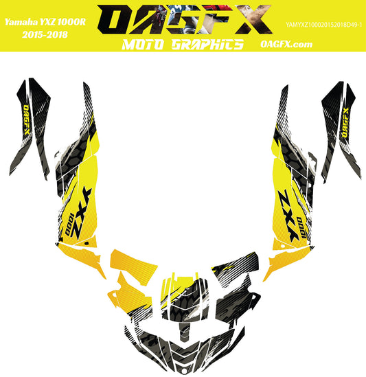 2015 - 2018 OAGFX Yamaha YXZ 1000 Graphics Kit D49-1 Yellow