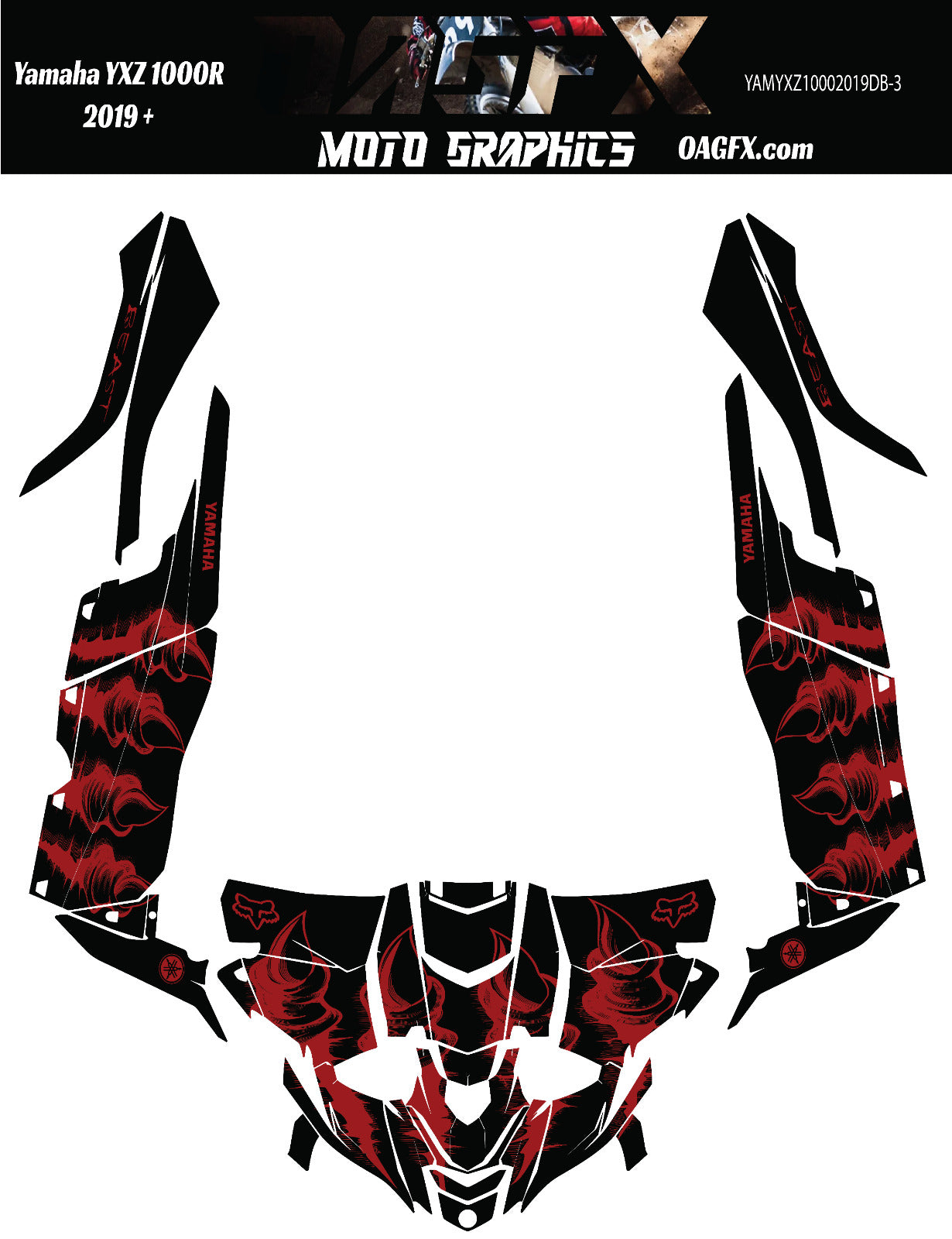 2019 + OAGFX Yamaha YXZ 1000 Graphics Kit DB-4 Beast Red