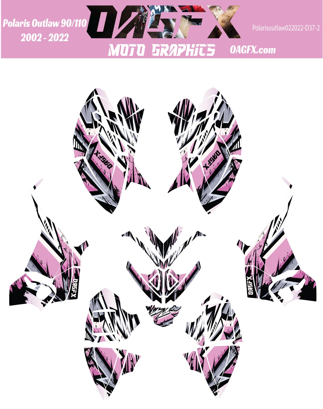 2002 - 2022 Polaris Outlaw 90 110 Graphic Kit -  D37-3 Crazy Pink