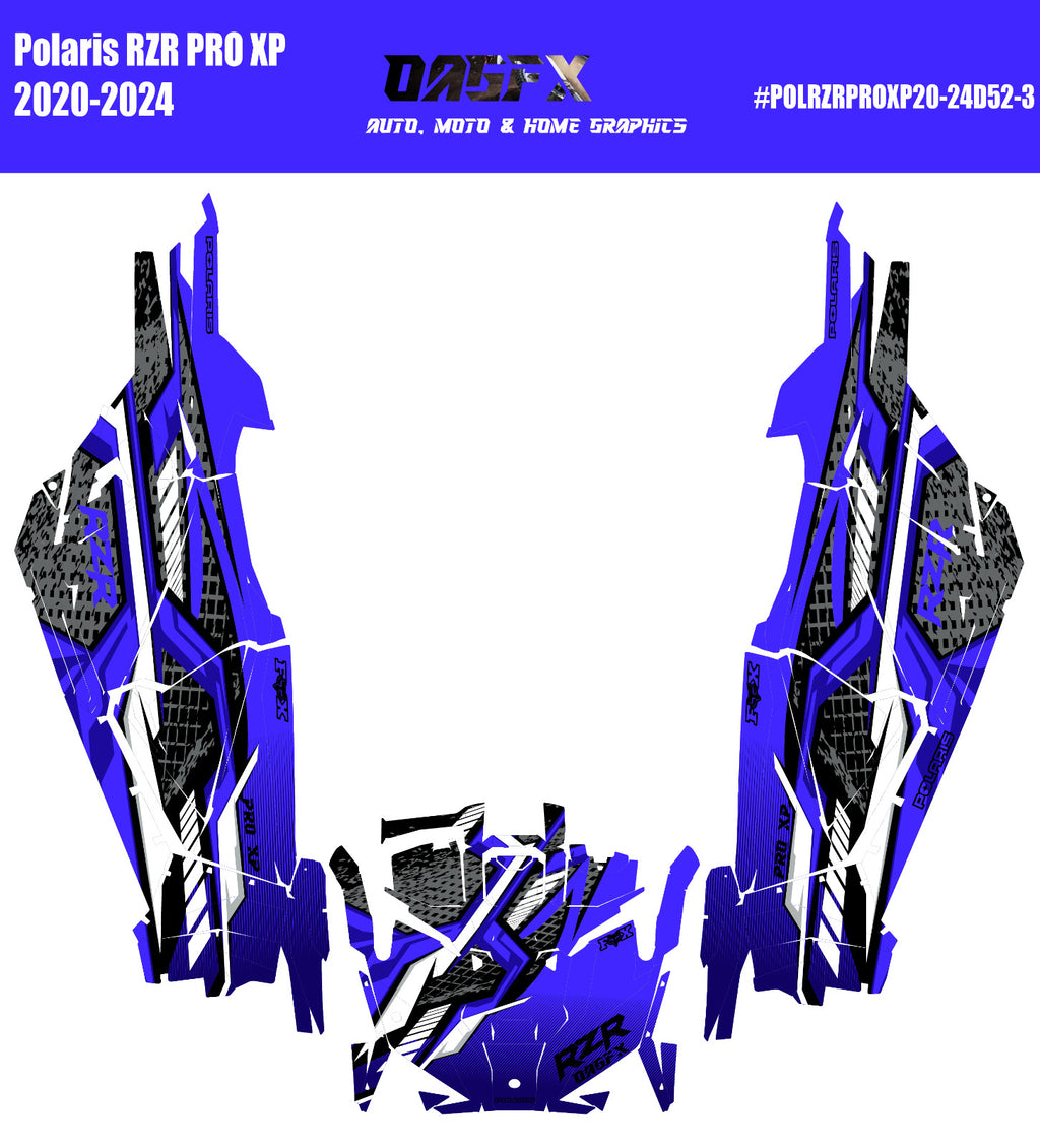 2020 - 2024 Polaris RZR Pro XP 4 Graphics Kit D52-3 Blue