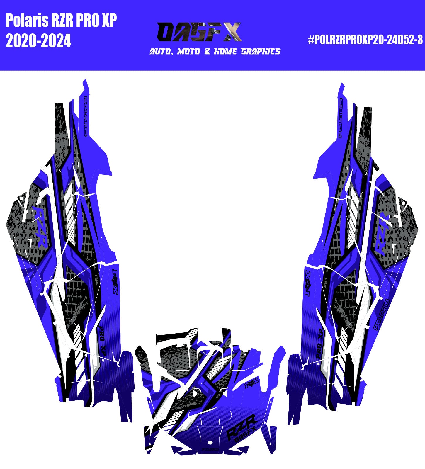 2020 - 2024 Polaris RZR Pro XP 4 Graphics Kit D52-3 Blue