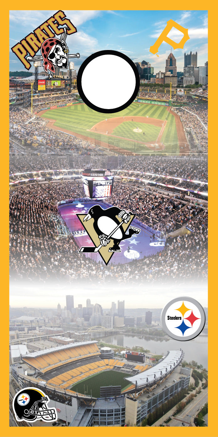 Corn Hole Board Wrap Skin - Pittsburgh Sports Pirates Steelers Penguins  Set