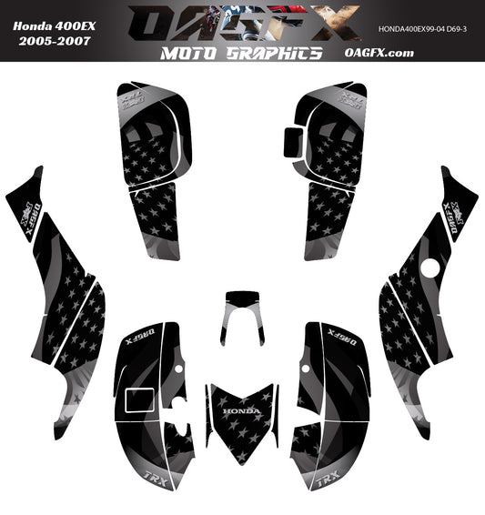 2005-2007 Honda TRX 400 EX Graphics Kit - Pro Ed D69-3 USA Stealth