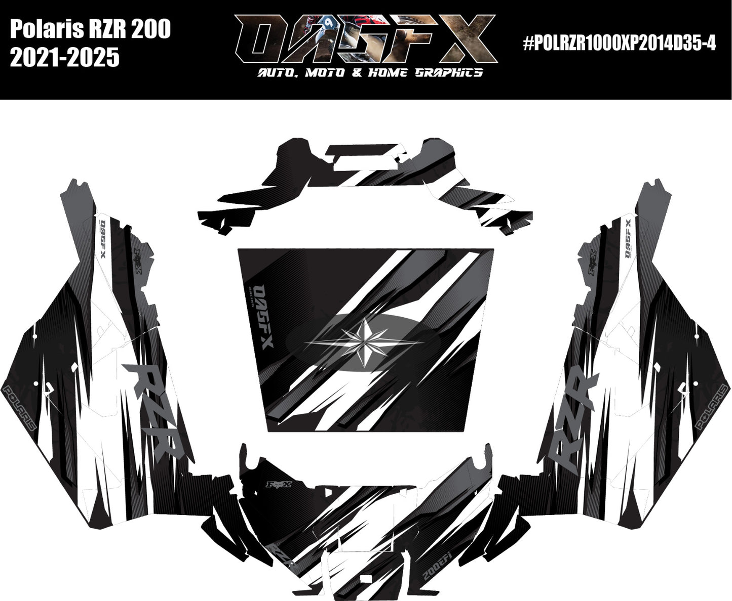 2021-2025 Polaris RZR 200 EFI UTV Graphics Kit D35-4 Stealth