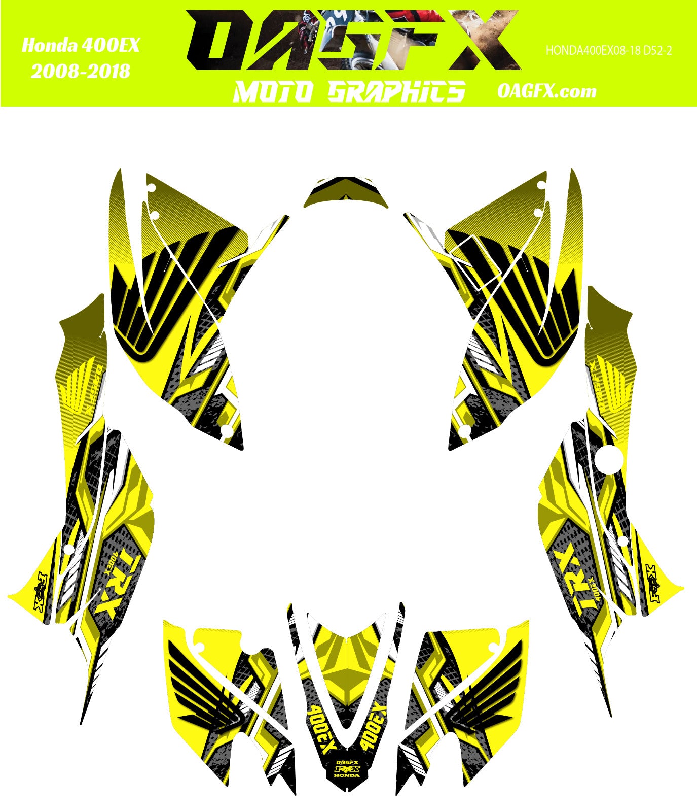 2008 - 2018 Honda TRX 400 EX Graphics Kit - Pro Ed D52-2 Yellow