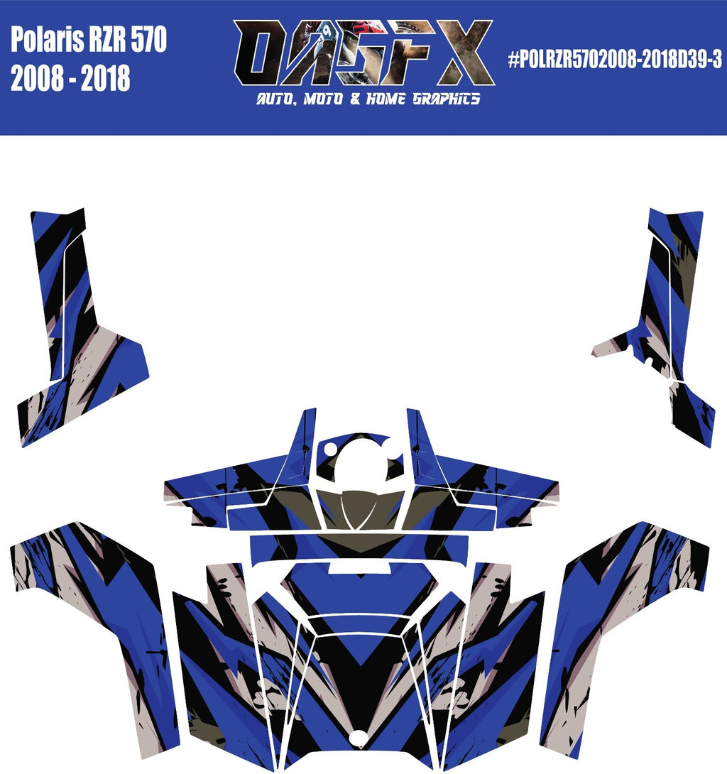 2008 - 2018 Polaris RZR 570 UTV Graphics Kit D39-3 Blue