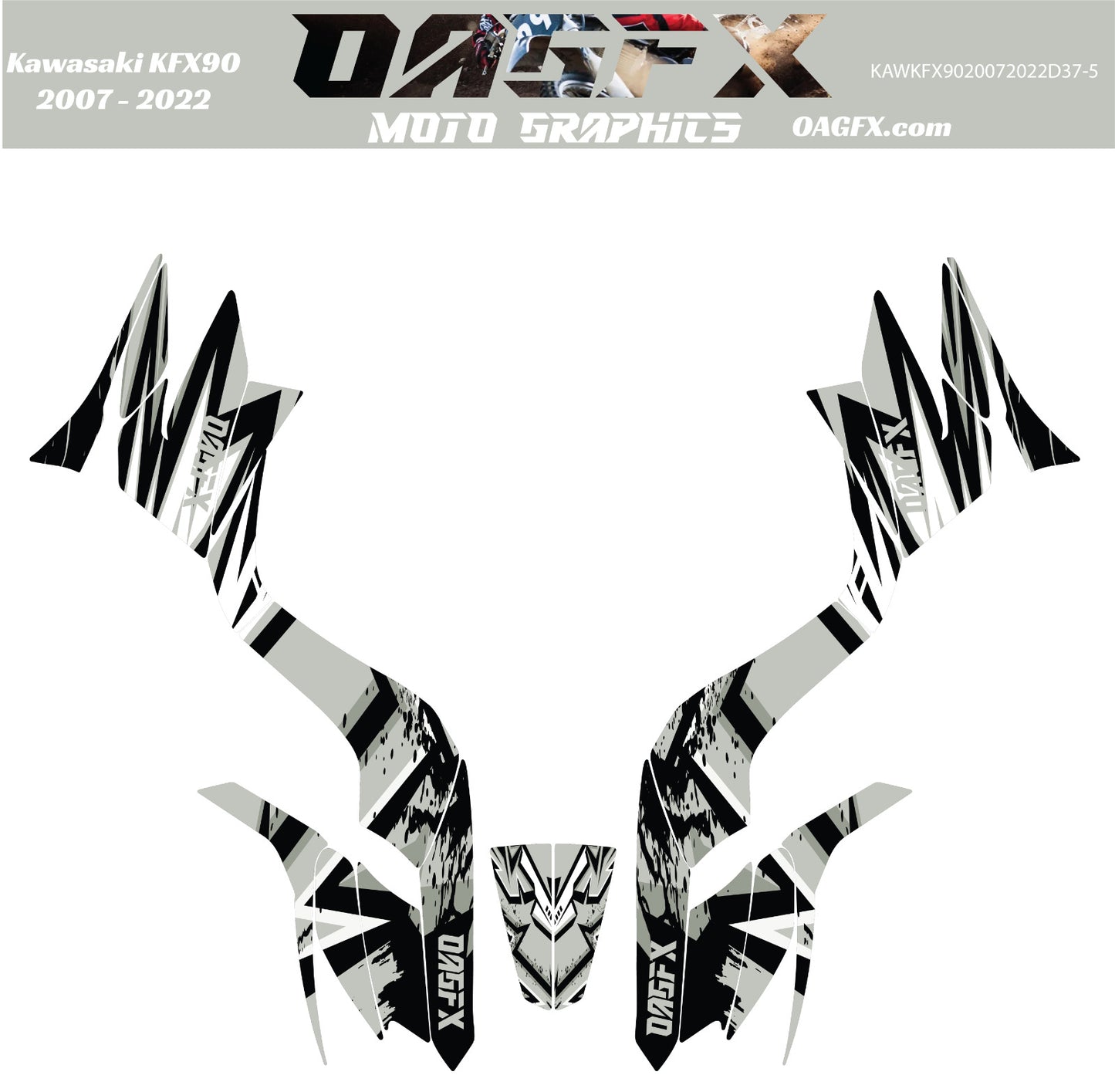 2007 - 2022 Kawasaki KFX 50 90 Graphic Kit -  D37-5 Grey