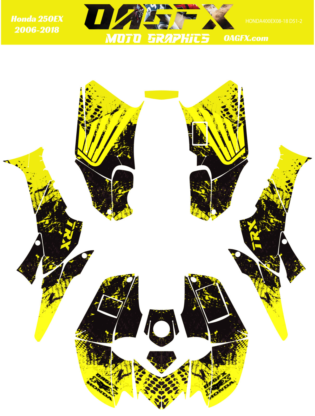 2006-2018 Honda TRX 250 EX Graphics Kit - Pro Ed D51-2 Yellow