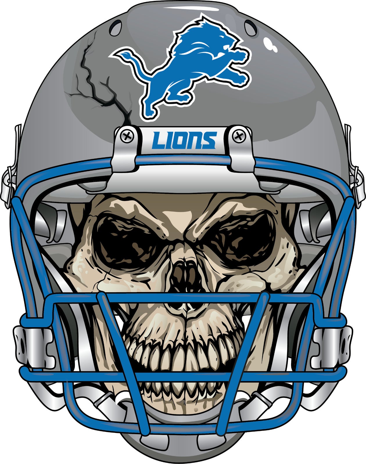 Detroit Lions Skull Decal ~ Vinyl Car - Wall, Cornholes Graphics