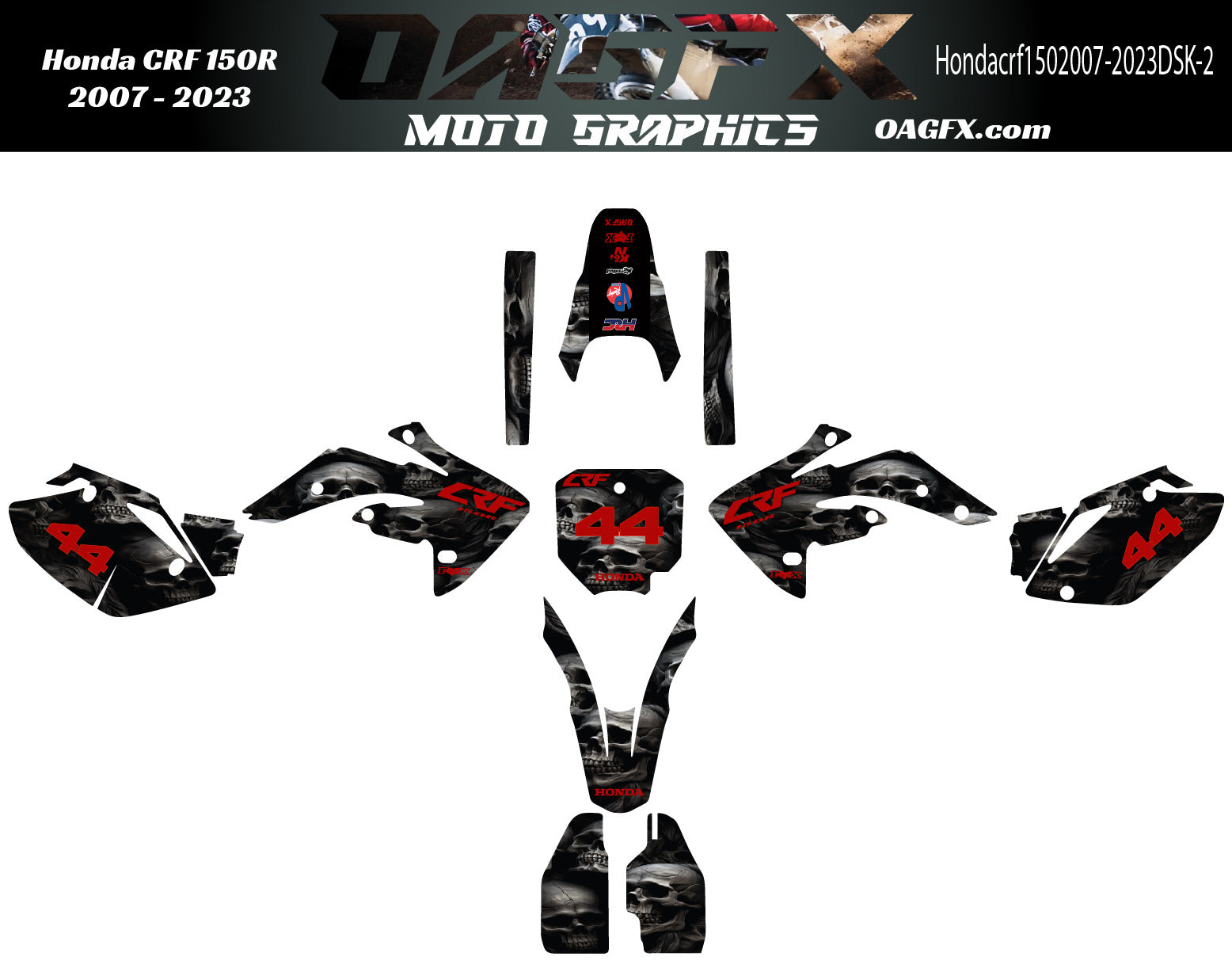 2007-2022 Honda CRF150R Graphics Kit - Pro Ed DSK-2 CRF 150 Skull