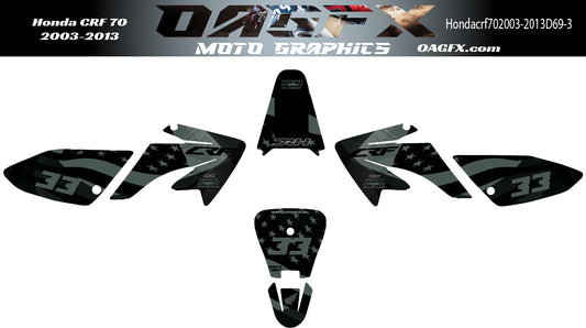 2003-2013 Honda CRF70 Graphics Kit - Pro Ed D69-3 CRF 70 USA Flag Stealth