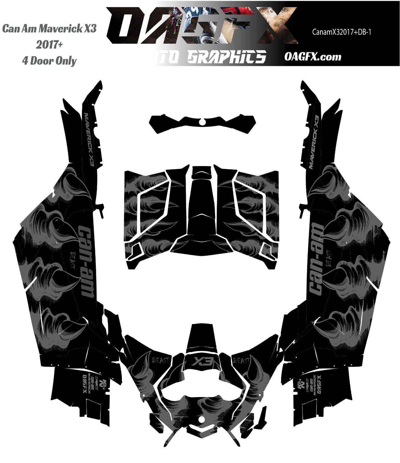 2017-2024 Can Am X3 Maverick Graphics Kit  Pro Edition DB-1 Stealth Beast