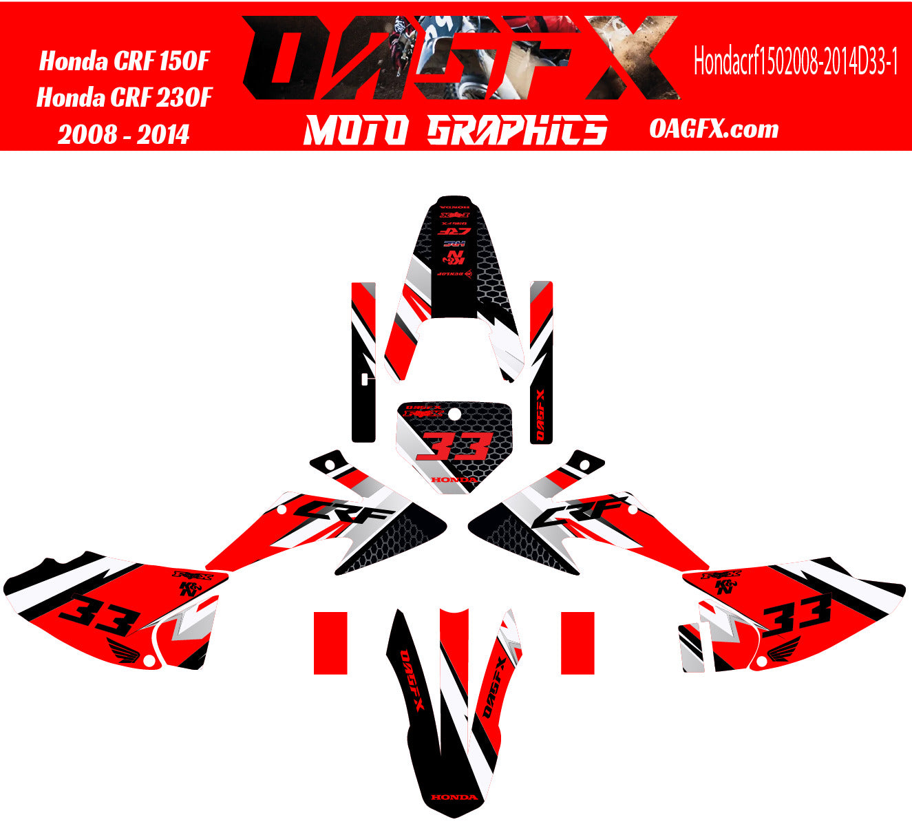 2008-2014 Honda CRF 150F 230F Graphics Kit - Pro Ed D33-1