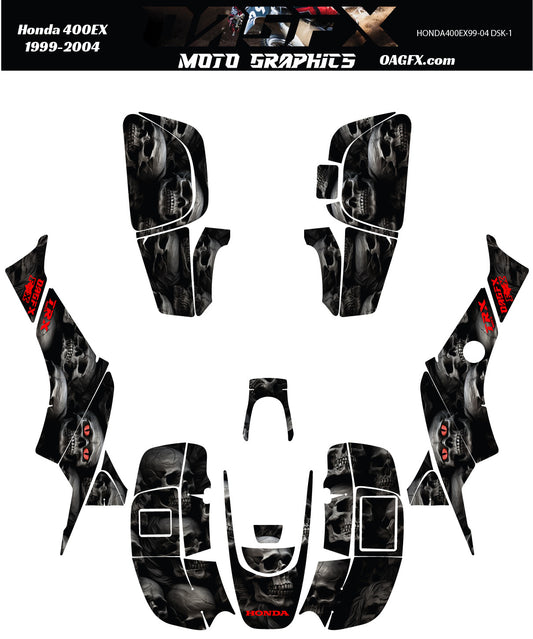 1999-2004 Honda TRX 400 EX Graphics Kit - Pro Ed DSK-1 Skulls