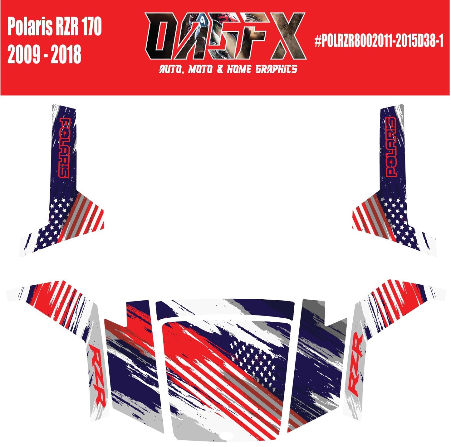 2009 - 2018 Polaris RZR 170 UTV Graphics Kit D38-1 American Flag